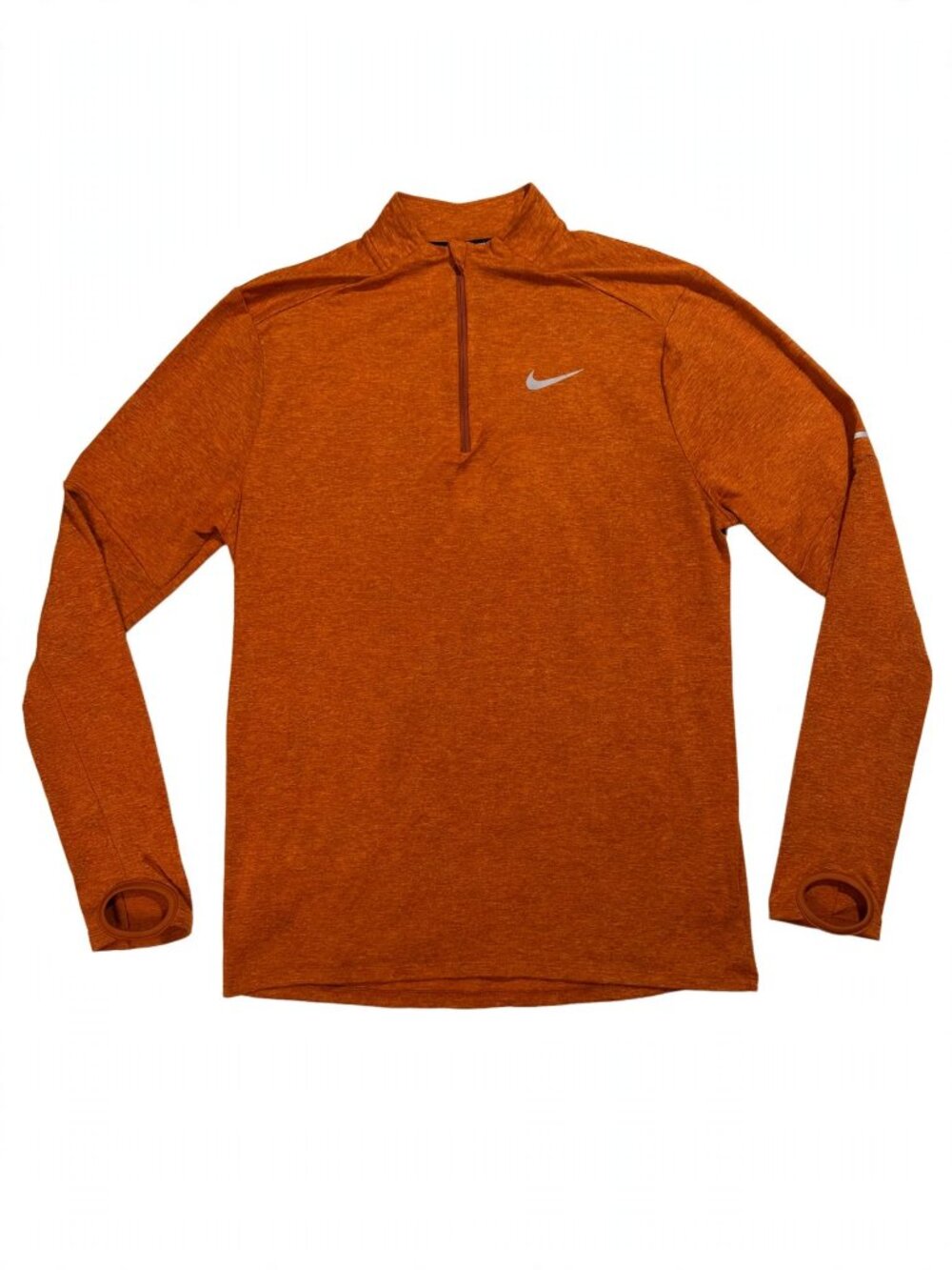 Nike Dri-FIT Quarter Zip Men's M Orange Running Long Sleeve Thumbholes